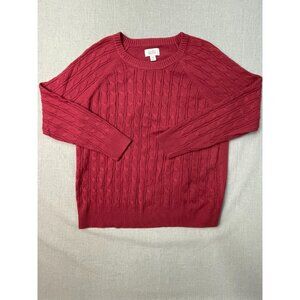 Croft & Barrow Women's Red Petites PL Knit Long Sleeve Round Neck Sweater USED